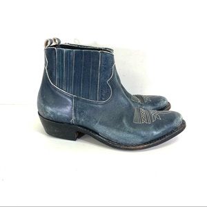 Golden Goose blue leather distressed cowboy ankle boots size 38